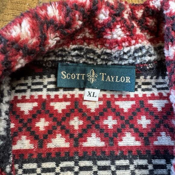 Vintage 90s Scott Taylor Sherpa Button Up Jacket Shacket Winter Christmas Sz XL - Picture 2 of 7